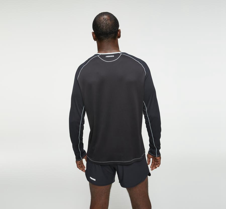 Hoka One One Tops Mens Blue/Black - Performance Long Sleeve - 14587YXKV